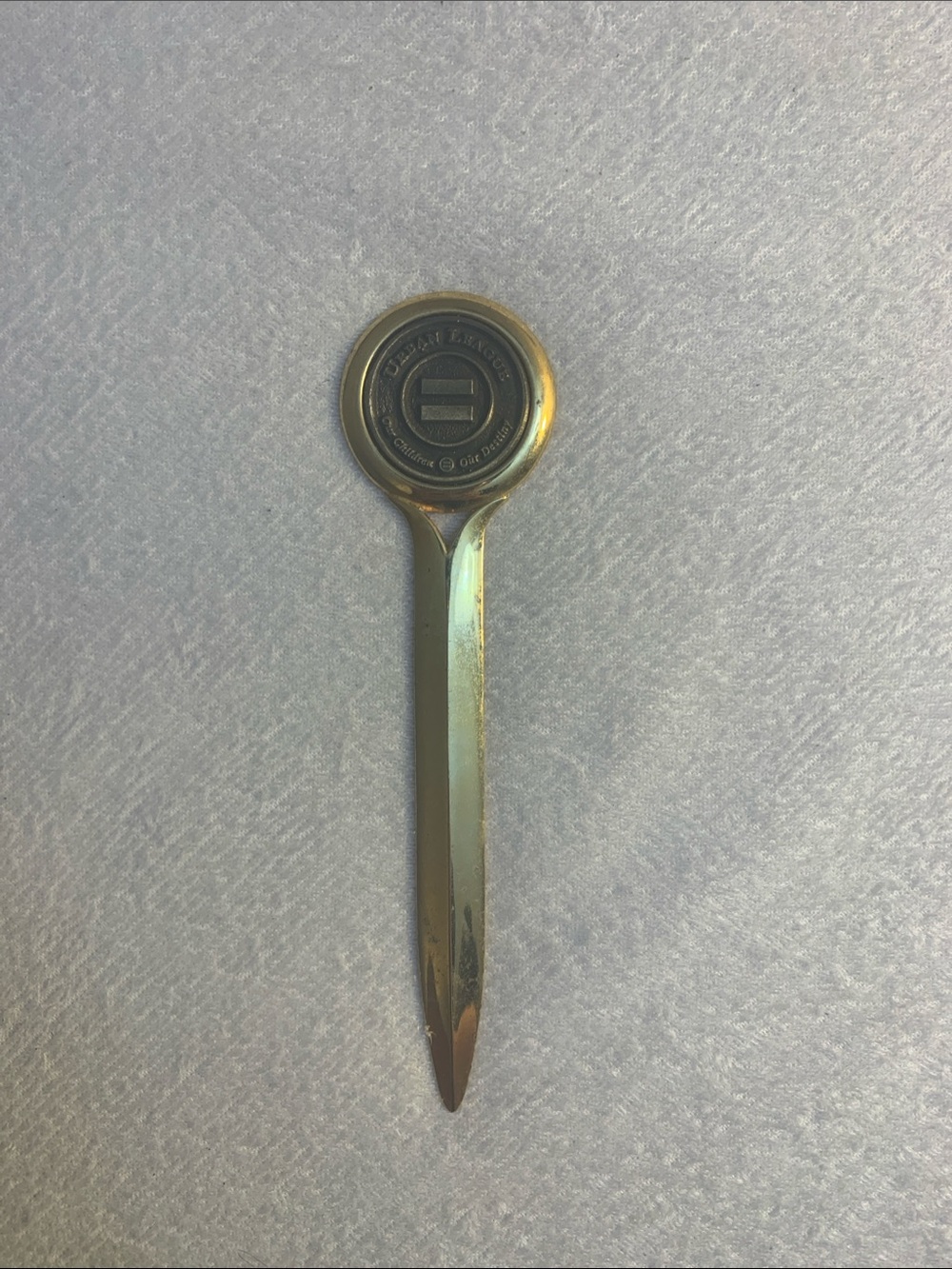 Brass Letter Opener with Round Handle - Unbranded